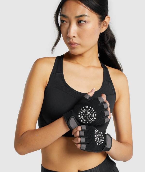 Damske Rukavice Gymshark Legacy Lifting Čierne | TC3247860